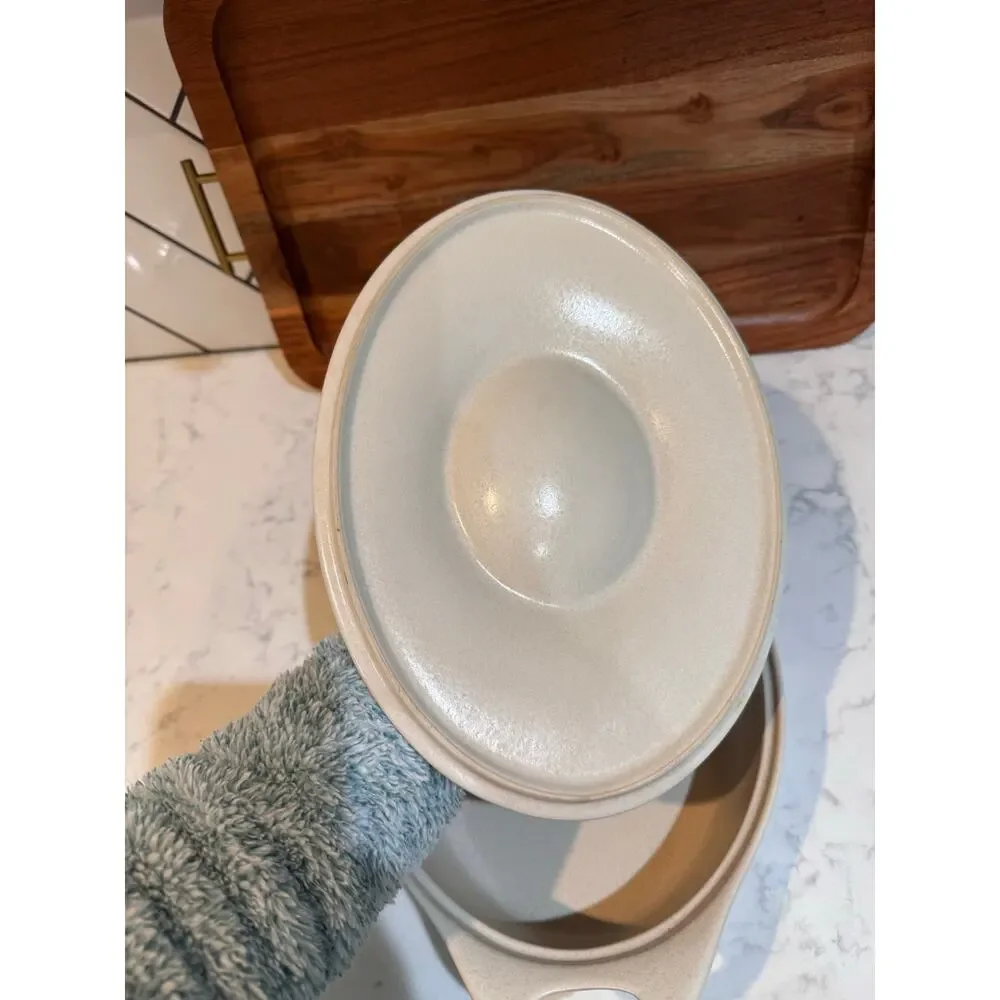 CorningWare Creations stoneware casserole dish cream sandstone w/matching lid
